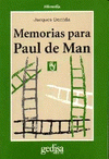 Imagen de cubierta: MEMORIAS PARA PAUL DE MAN