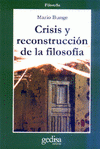 Imagen de cubierta: CRISIS Y RECONSTRUCCIÓN DE LA FILOSOFÍA
