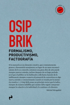 Cover Image: FORMALISMO, PRODUCTIVISMO, FACTOGRAFÍA